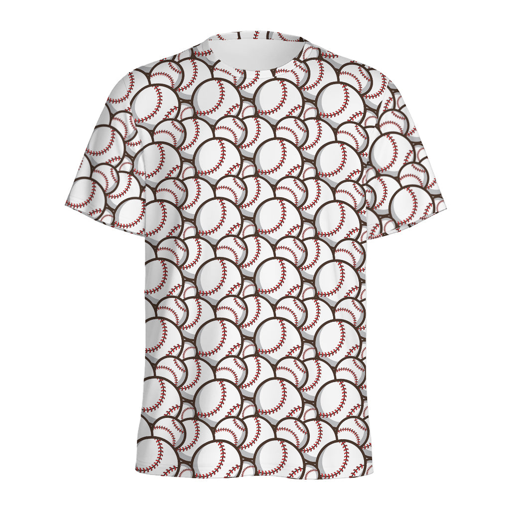 Baseballs Pattern Print Men's Sports T-Shirt