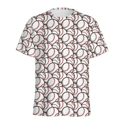 Baseballs Pattern Print Men's Sports T-Shirt