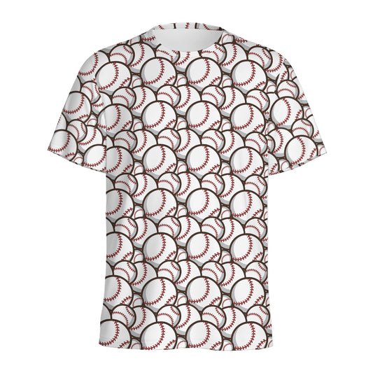 Baseballs Pattern Print Men's Sports T-Shirt