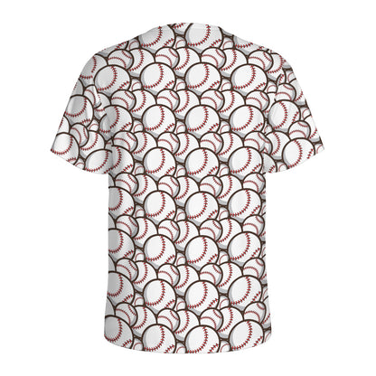 Baseballs Pattern Print Men's Sports T-Shirt