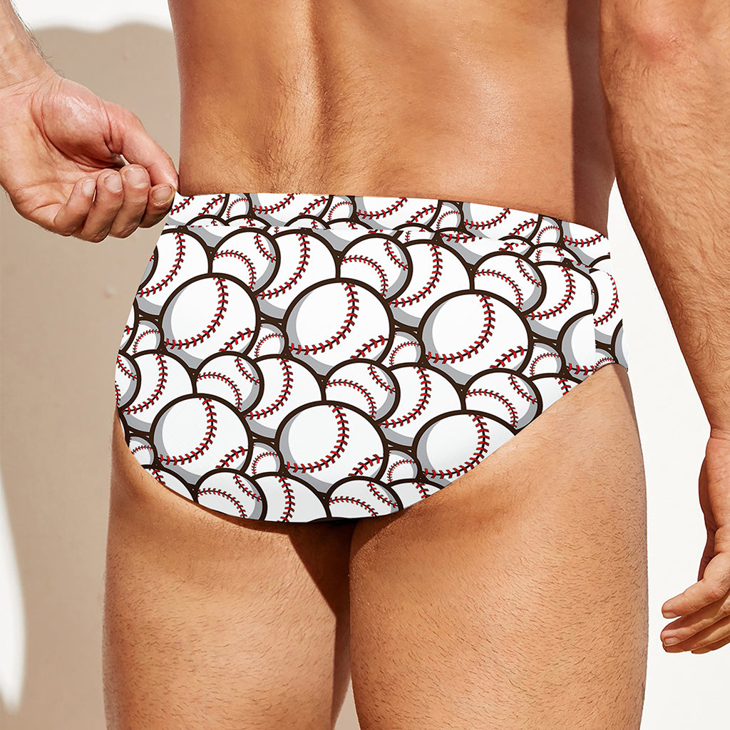 Baseballs Pattern Print Men's Swim Briefs