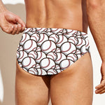 Baseballs Pattern Print Men's Swim Briefs