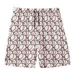 Baseballs Pattern Print Men's Swim Trunks