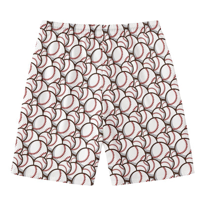 Baseballs Pattern Print Men's Swim Trunks
