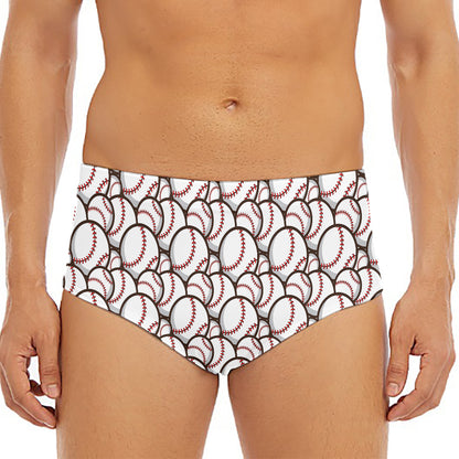 Baseballs Pattern Print Men's Triangle Swim Briefs
