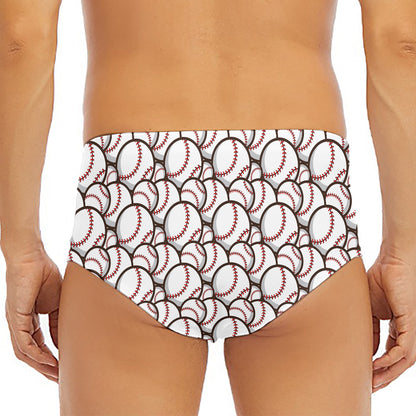 Baseballs Pattern Print Men's Triangle Swim Briefs