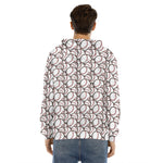 Baseballs Pattern Print Men's Velvet Pullover Hoodie