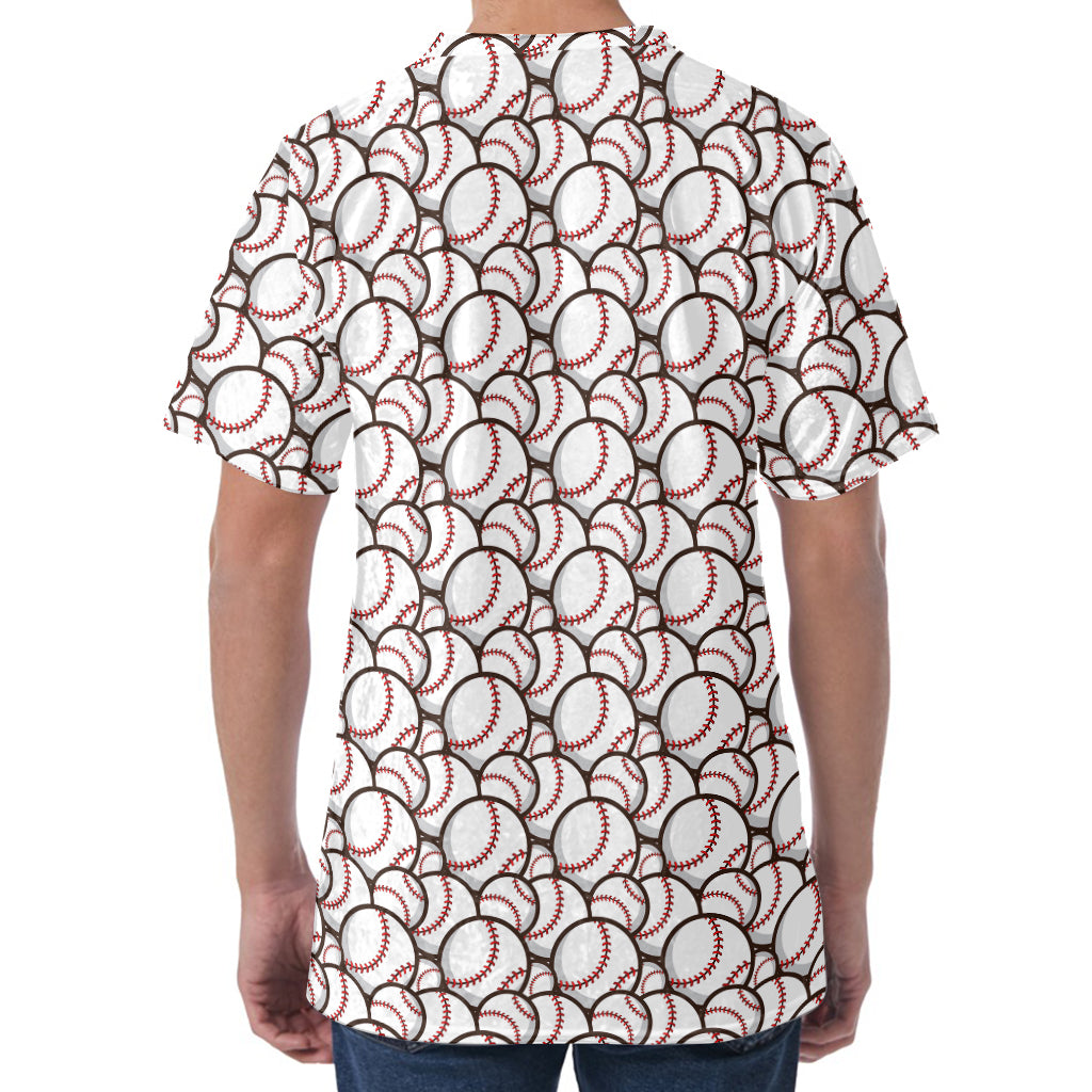 Baseballs Pattern Print Men's Velvet T-Shirt