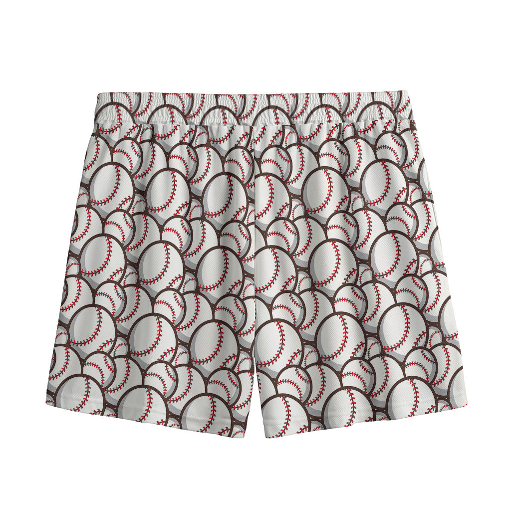 Baseballs Pattern Print Mesh Shorts