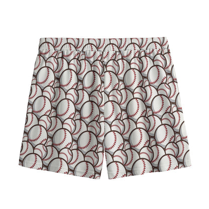 Baseballs Pattern Print Mesh Shorts