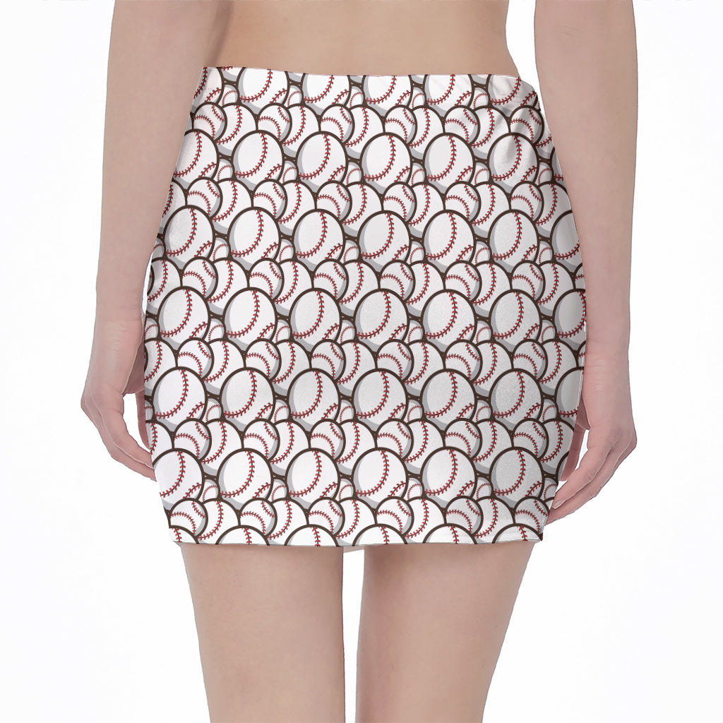 Baseballs Pattern Print Pencil Mini Skirt