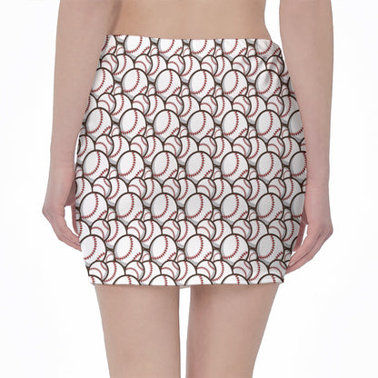 Baseballs Pattern Print Pencil Mini Skirt