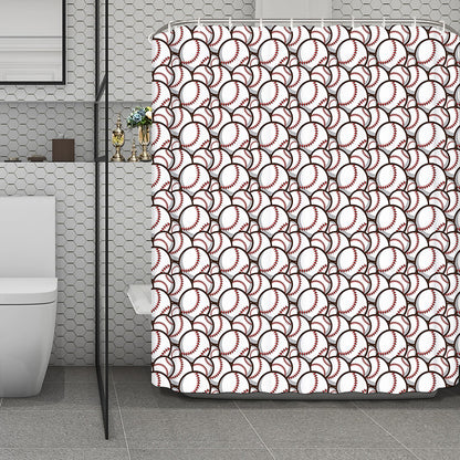 Baseballs Pattern Print Polyester Shower Curtain