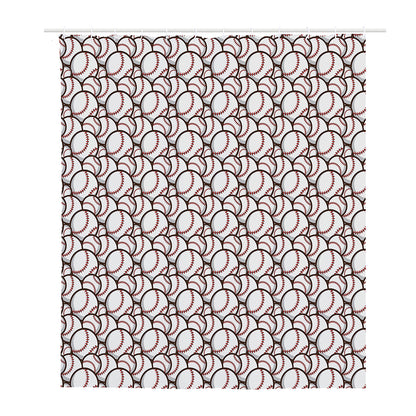 Baseballs Pattern Print Polyester Shower Curtain