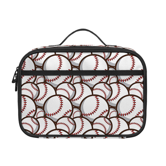 Baseballs Pattern Print Portable Lunch Bag