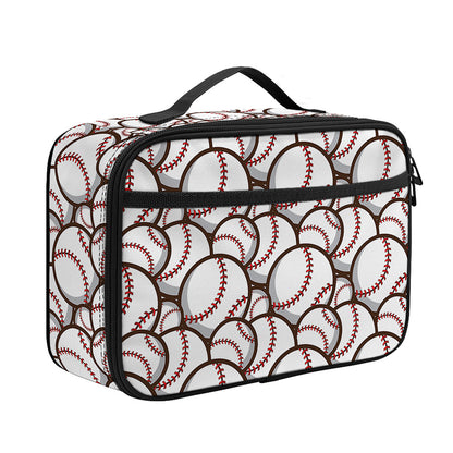 Baseballs Pattern Print Portable Lunch Bag