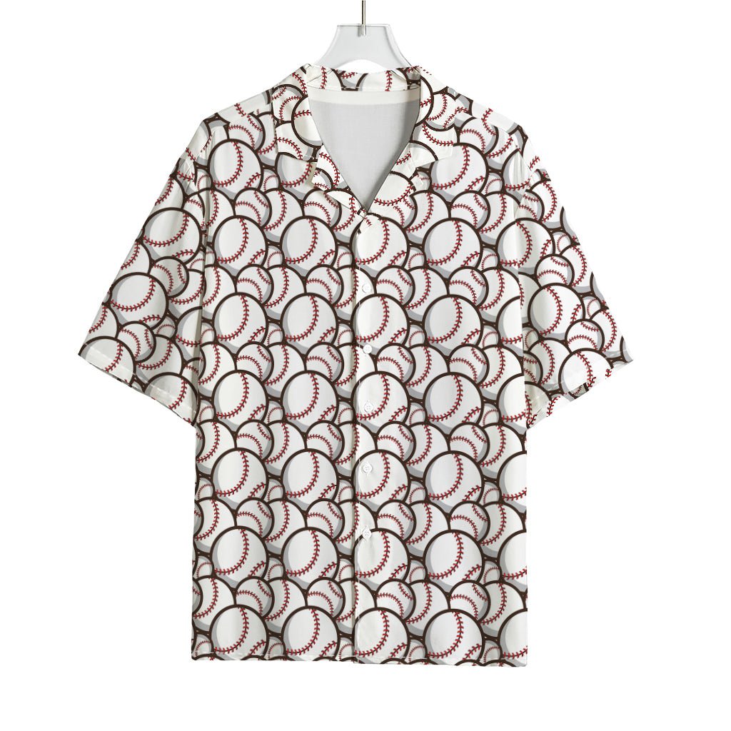 Baseballs Pattern Print Rayon Hawaiian Shirt