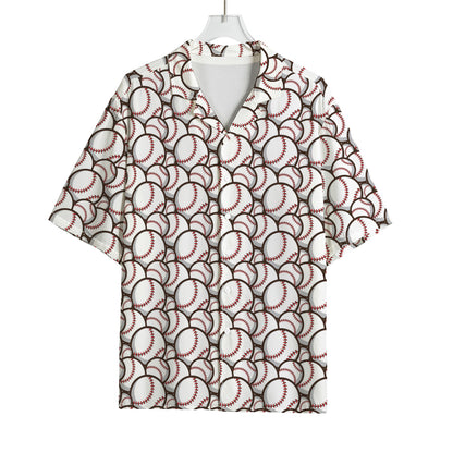 Baseballs Pattern Print Rayon Hawaiian Shirt