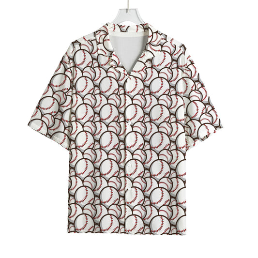 Baseballs Pattern Print Rayon Hawaiian Shirt