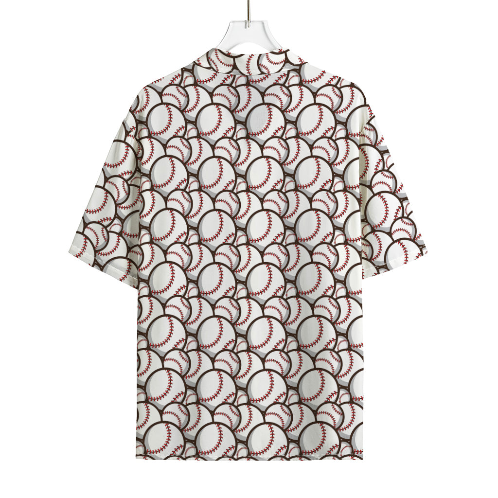 Baseballs Pattern Print Rayon Hawaiian Shirt