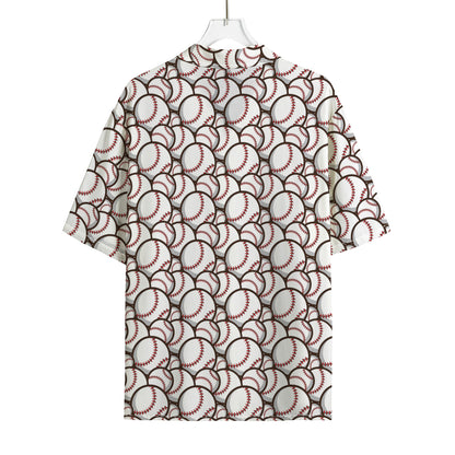 Baseballs Pattern Print Rayon Hawaiian Shirt
