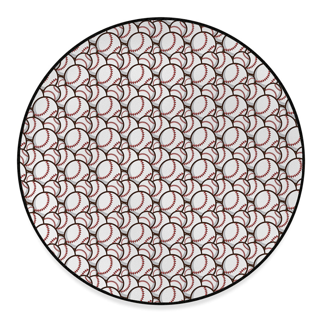 Baseballs Pattern Print Round Floor Mat