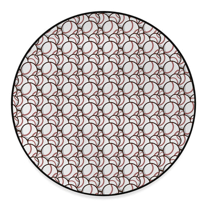 Baseballs Pattern Print Round Floor Mat