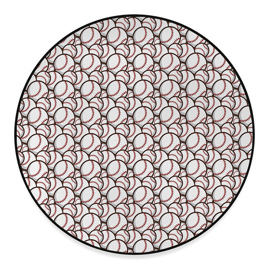 Baseballs Pattern Print Round Floor Mat