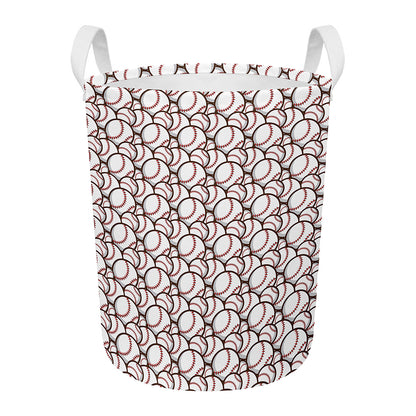 Baseballs Pattern Print Round Laundry Basket
