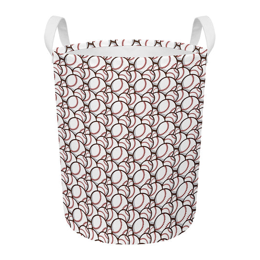 Baseballs Pattern Print Round Laundry Basket