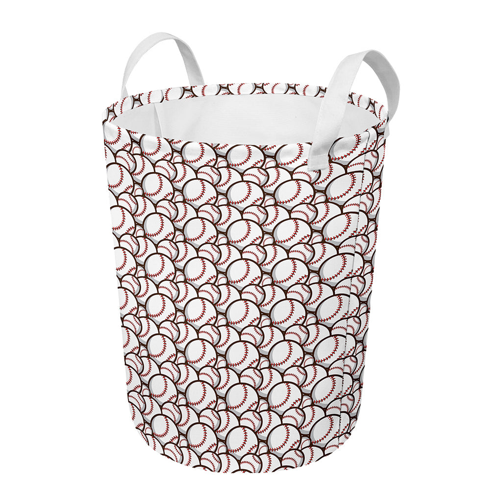 Baseballs Pattern Print Round Laundry Basket