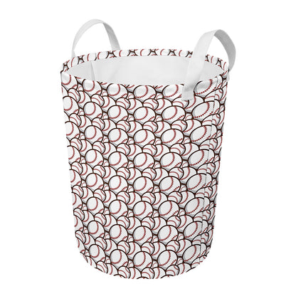 Baseballs Pattern Print Round Laundry Basket