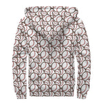 Baseballs Pattern Print Sherpa Lined Zip Up Hoodie
