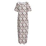 Baseballs Pattern Print Short Sleeve Long Nightdress