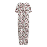 Baseballs Pattern Print Short Sleeve Long Nightdress