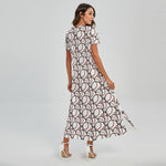 Baseballs Pattern Print Short Sleeve Maxi Dress