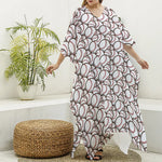 Baseballs Pattern Print Silk V-Neck Kaftan Dress