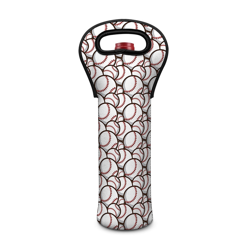 Baseballs Pattern Print Single Neoprene Wine Tote