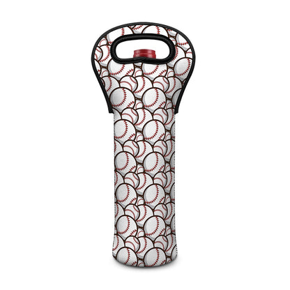 Baseballs Pattern Print Single Neoprene Wine Tote