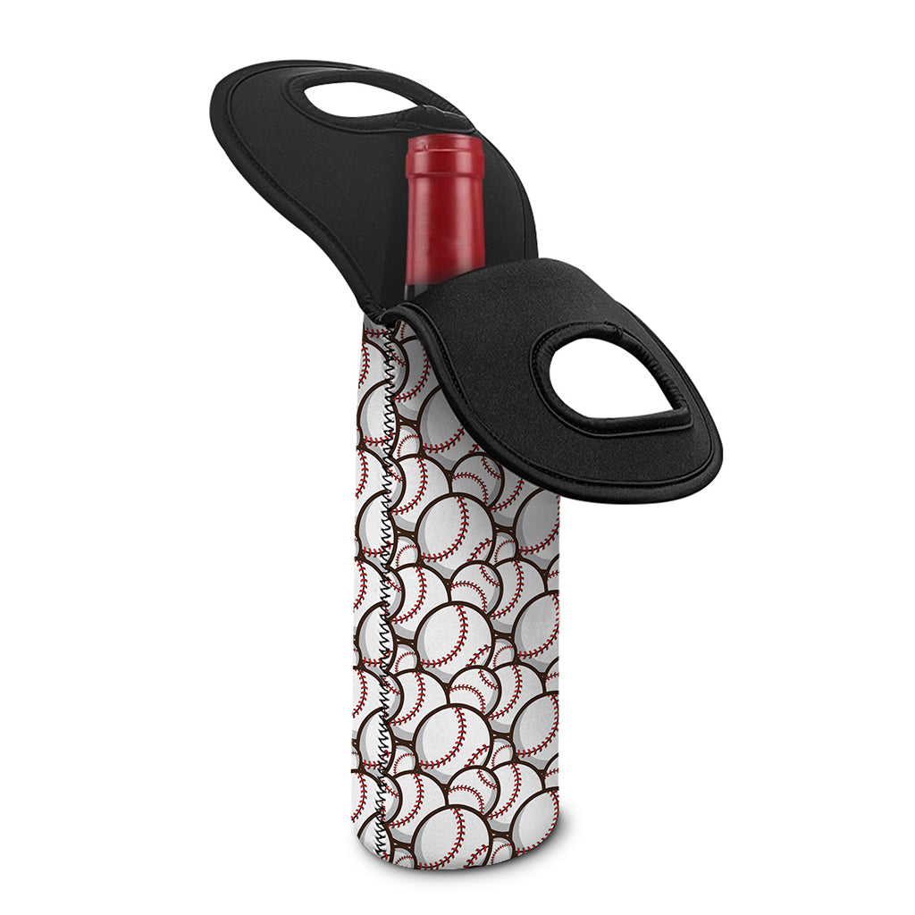 Baseballs Pattern Print Single Neoprene Wine Tote