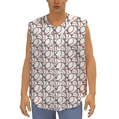 Baseballs Pattern Print Sleeveless Baseball Jersey