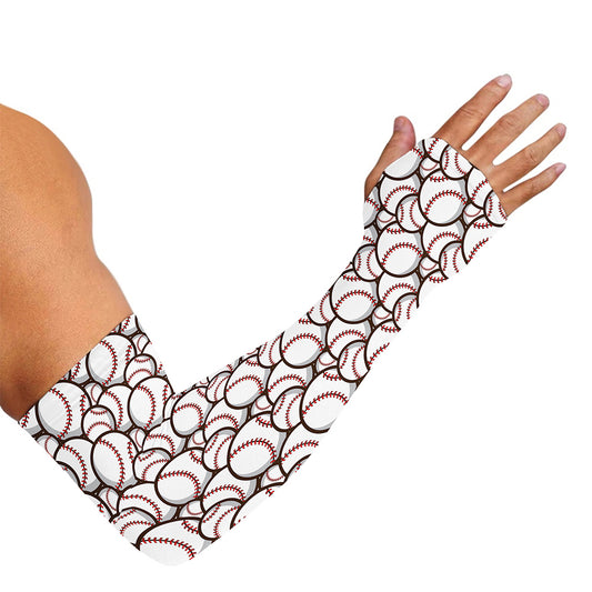 Baseballs Pattern Print Sun Protection Arm Sleeves