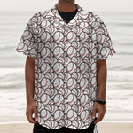 Baseballs Pattern Print Textured Short Sleeve Shirt