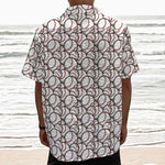Baseballs Pattern Print Textured Short Sleeve Shirt