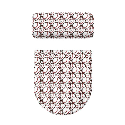 Baseballs Pattern Print Toilet Lid And Tank Cover Set