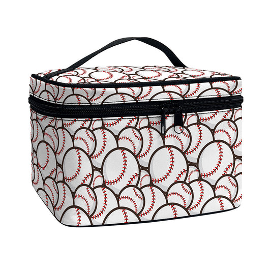 Baseballs Pattern Print Travel Makeup Bag
