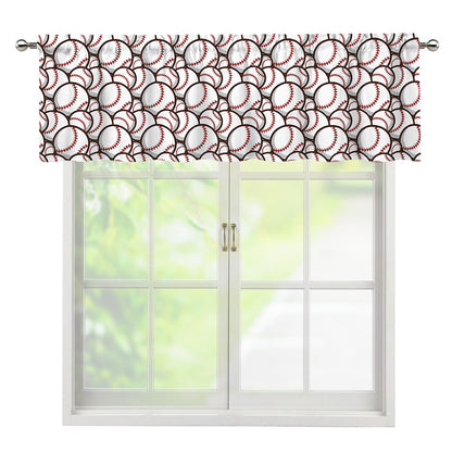 Baseballs Pattern Print Window Valance