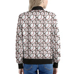 Baseballs Pattern Print Women's Bomber Jacket