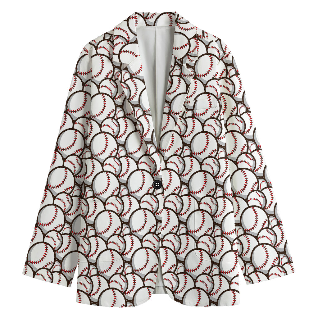 Baseballs Pattern Print Women's Cotton Blazer