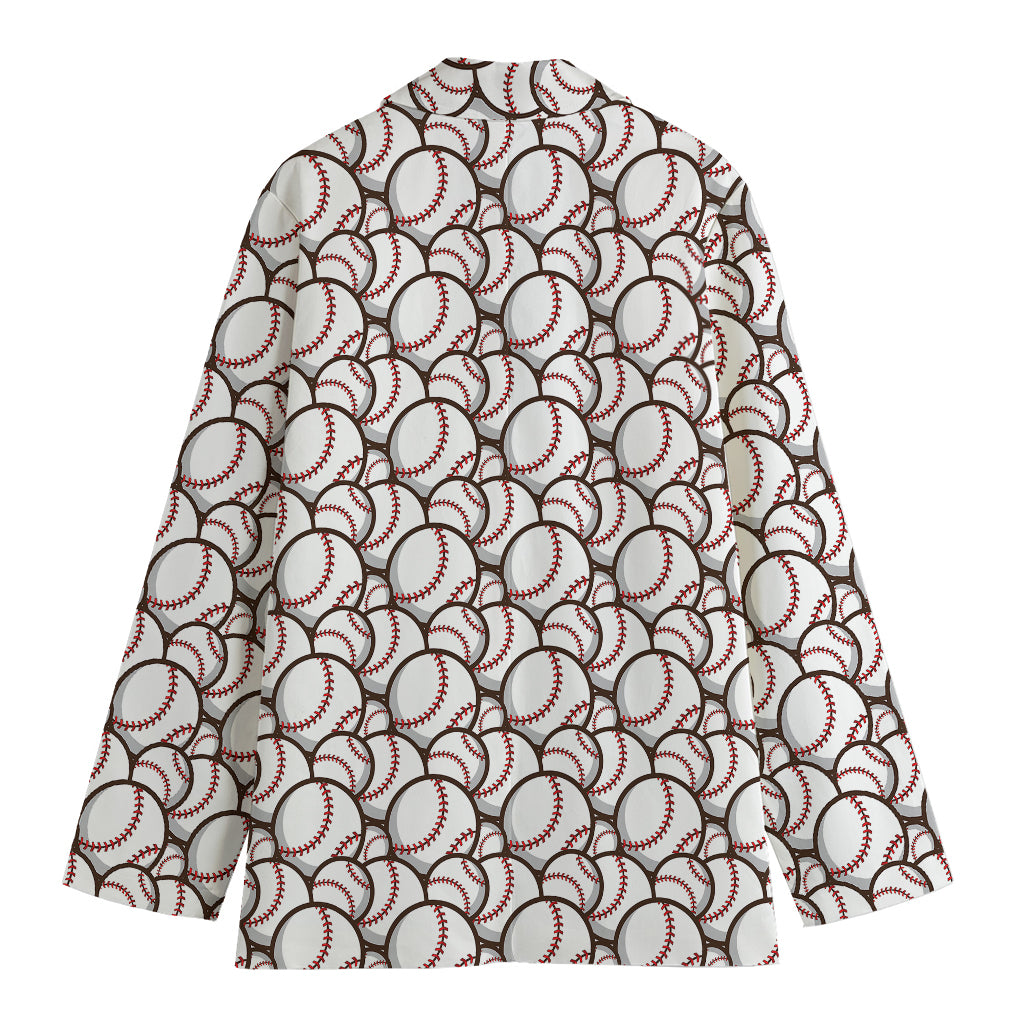 Baseballs Pattern Print Women's Cotton Blazer